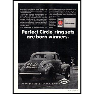 1969 Dana Perfect Circle Piston Rings Vintage Print Ad Funny Car Drag Race Photo